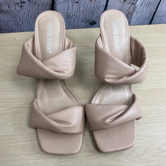 Olivia Miller Slip On Oliana Spool Heeled Woman Sandals Size 10 - Picture 1 of 10